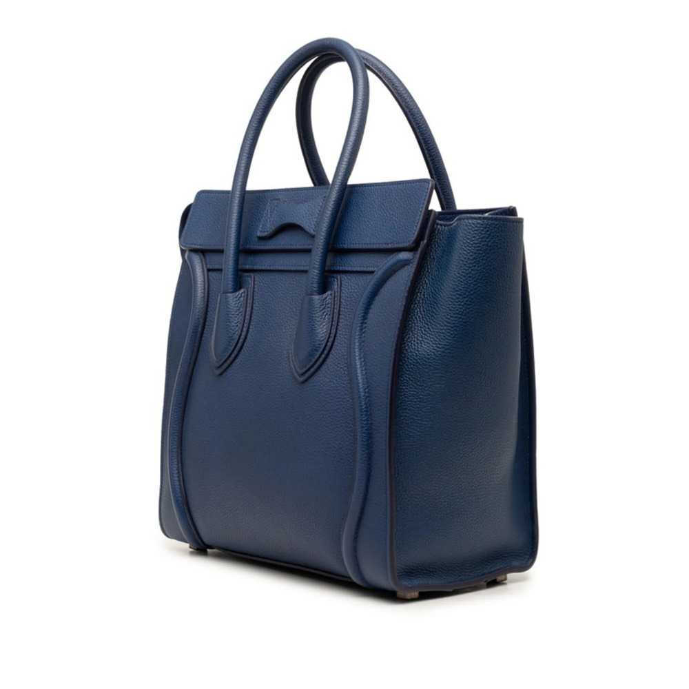 Celine Luggage Micro Shopper Handbag Tote Bag Navy Leather Women's CELINE - Picture 2 of 7